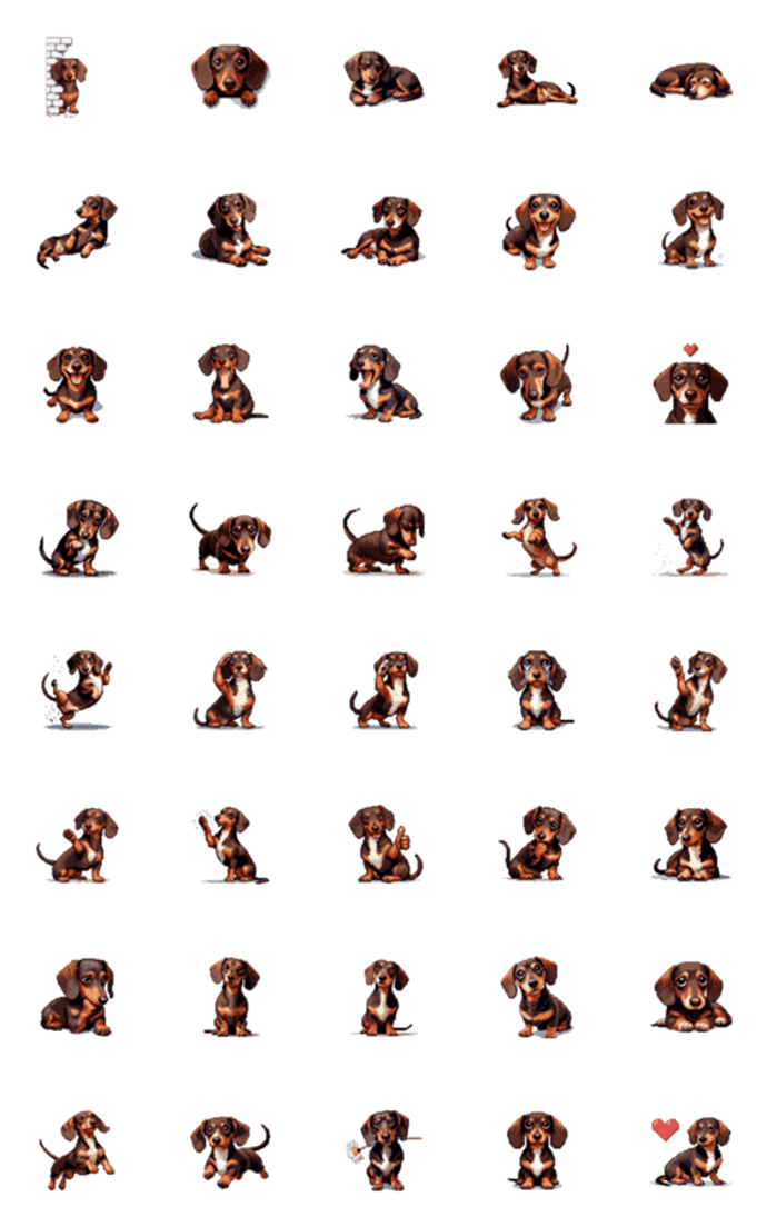 ドット絵 ミニチュア ダックス チョコ タン