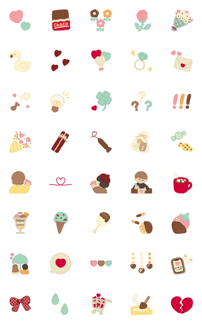 バレンタイン＆ホワイトデーの絵文字。